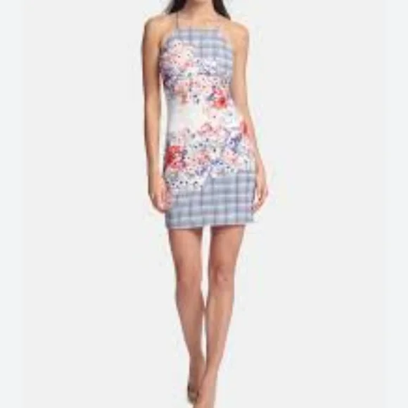 guess floral bodycon dress Guess Floral Shadow Bodycon Dress Color Blush Pink 10 Shamrock Apparel